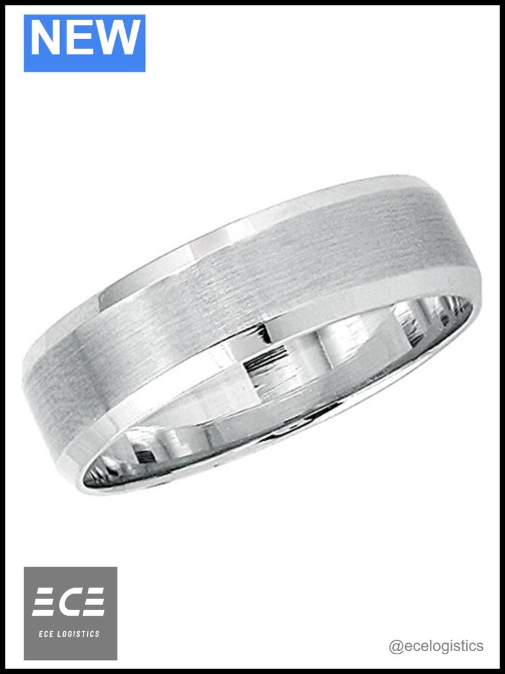 14K White Gold Comfort Fit Wedding Band Men's Unisex Ring Size 11.5